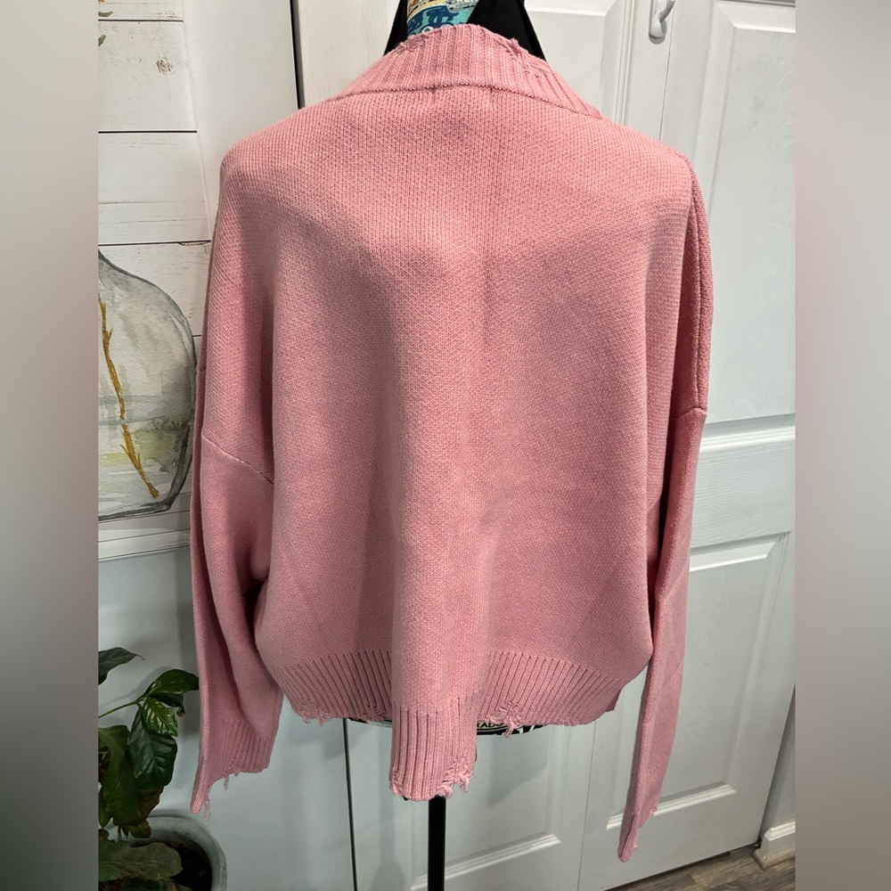 POL Pink Peace Sign Crew Neck Sweater. NWOT - Picture 5 of 8
